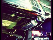 Spec-D 3 piece(straight pipe) cat back exhaust; stainless steel, with titanium burnt tip 2.5" pipe w/ 4" tip