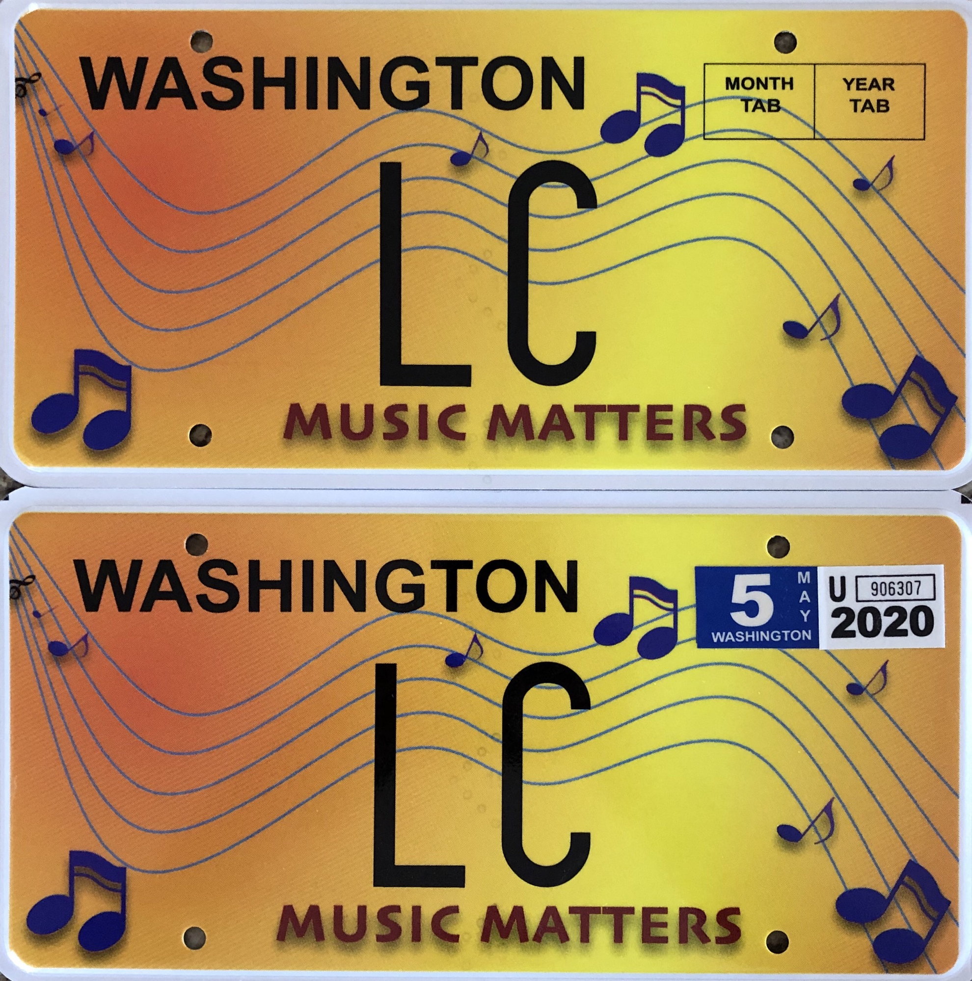 In front washington state window plate license WA Front