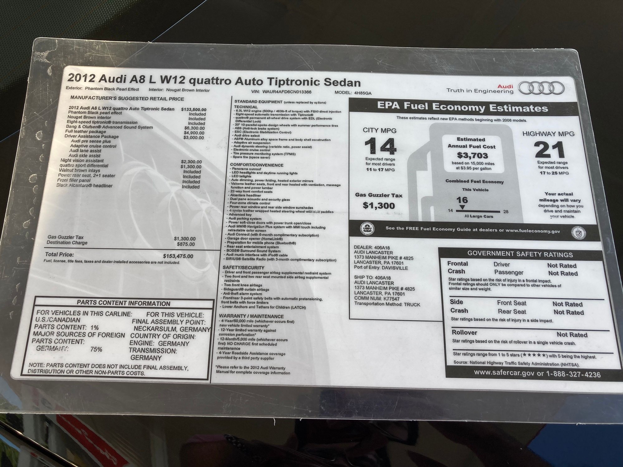 Turns out I have the original window sticker as well!