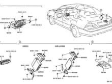 One of the many Lexus parts diagrams that show the CD player, yet it only shows its mounting brackets and not what holds it into the center console. 