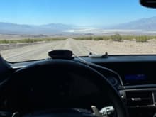 Badwater Basin (heart of Death-Valley) is locked on the horizon POV