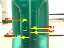 ATF Fluid Levels DRAINED. *****For Drain# 2 I ran Engine with drain plug removed for 5 seconds.*****For Drain# 3 I ran engine with drain plug removed for 11 seconds.*****For Drain# 4 I ran engine with drain plug removed for 12 seconds. **!Warning!: Run engine with drain plug removed At Your Own RISK!**