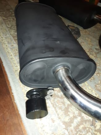 Tear left muffler on LS400 depicting where ehaust damper will mount after fabricated bracket is welded to muffler. Vector Metal Fabricators Chicago will work this.