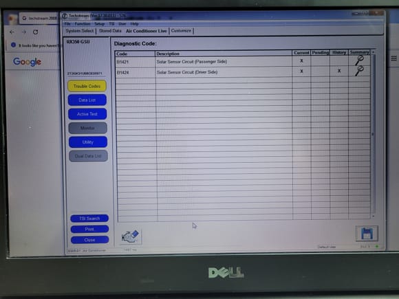 Solar sensor(s) error codes