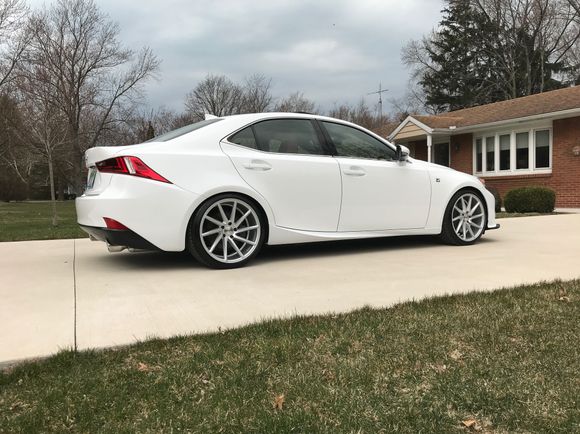 RSR downs AWD 19” Vossens. Michigan roads are the worst but I can manage. I have never rubbed. Didn’t mean to hijack this thread. 