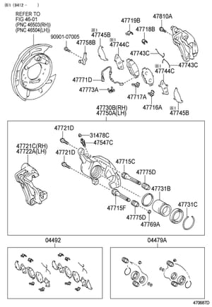 Rear caliper exploded parts diagram depicts tetaining ring...
# 04479A