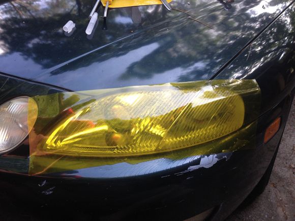 Son decided he wanted to go with yellow Lamin-x on all the front lights.  I had their blue on my GS and SC400 and really like but yellow?????
