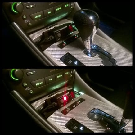 Pics of the unit in place and to show how it looks when the shifter is in Park and in Drive.