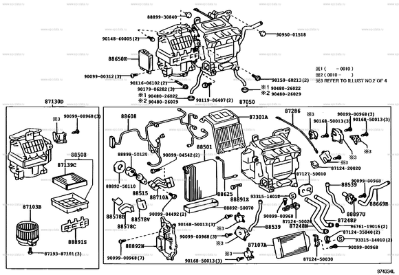 LS43O HVAC assembly depicting cabin filter tray on left. (Parts image from right hand drive)