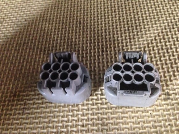 New connector on the left, old on the right. Slightly different design. The last 5 of the part number are in a much nicer location on the old one than the new one. The new ones number is shown a few images down from this one.