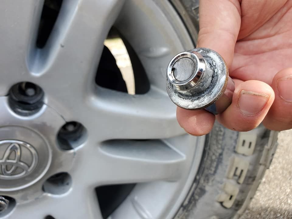 OMG. Broken wheel hub bolt on a road trip. Any comments, please