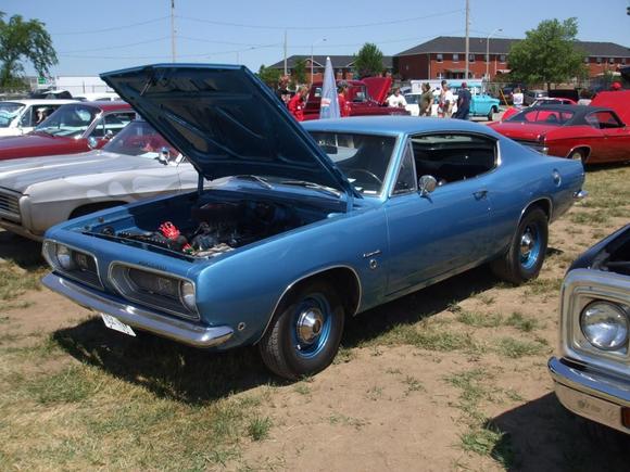 My 68 Barracuda today. Its a Georgia car, and came with a 383, very rare and I rarely drive it ( I believe around 1600 were made). Too afraid of something happening to it. Put maybe 50 miles on it last summer. I keep it insured and in a garage. It was appraised a couple of years ago for $28,000 .