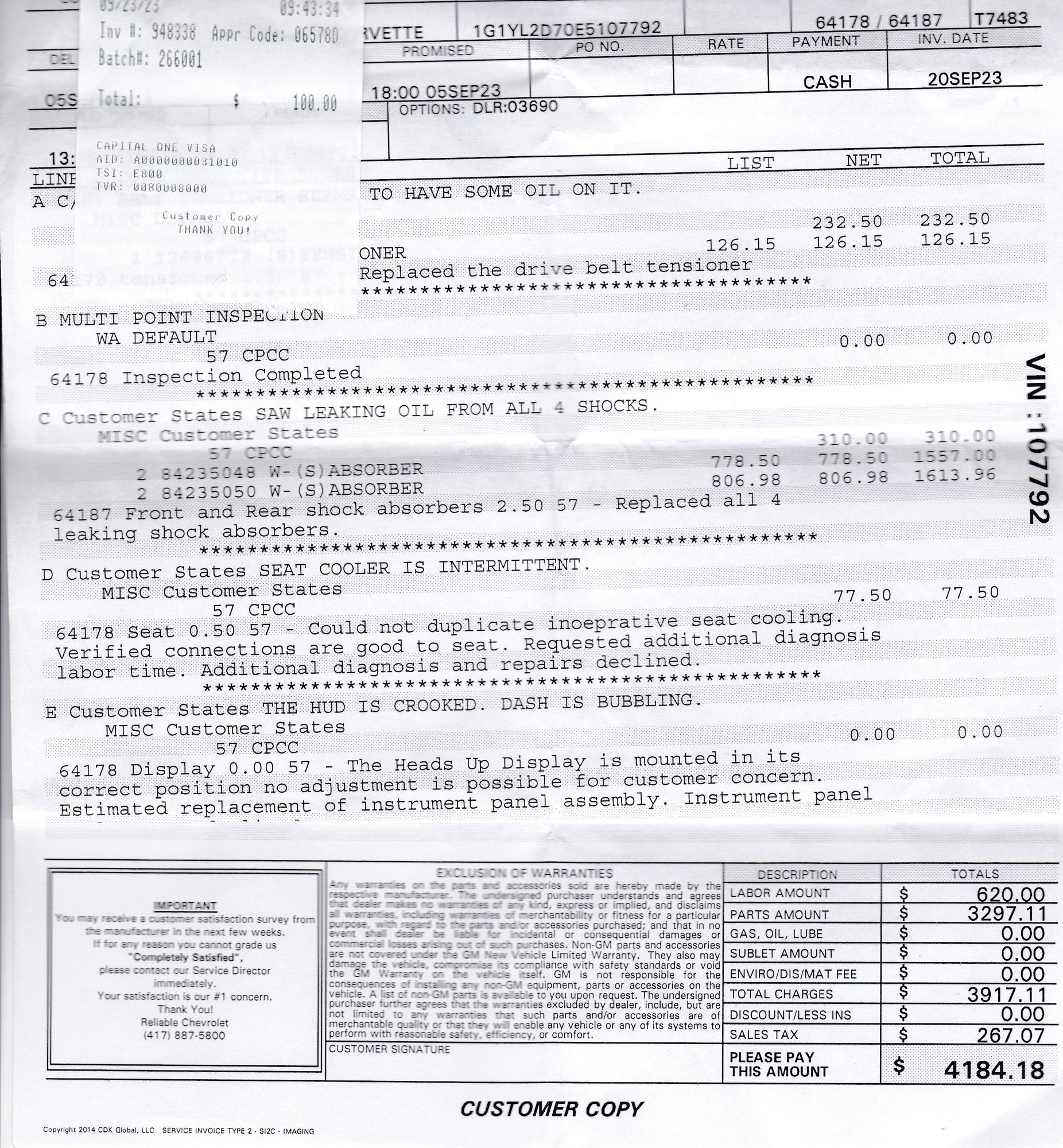 GMPP Extended Warranty denied by Pinegar Chevrolet in Springfield, MO