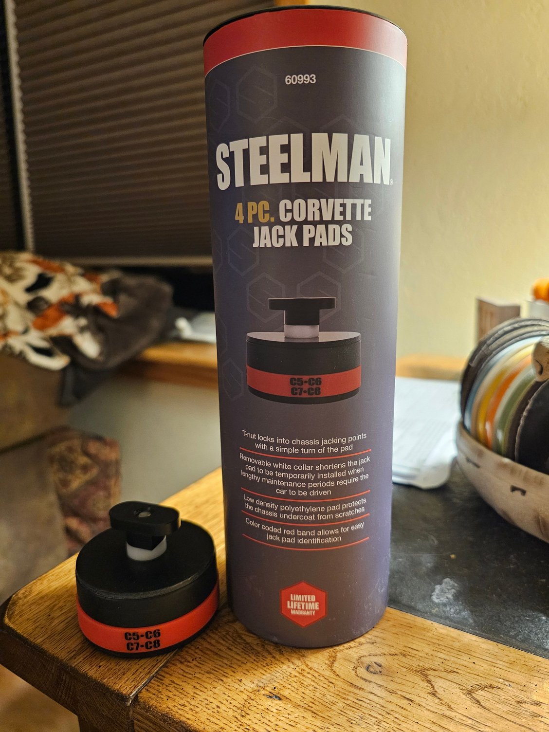 Got these Steelman pucks. They are approximately 1-1/4 inch tall. They are a little pricey. Around $90 shipped.