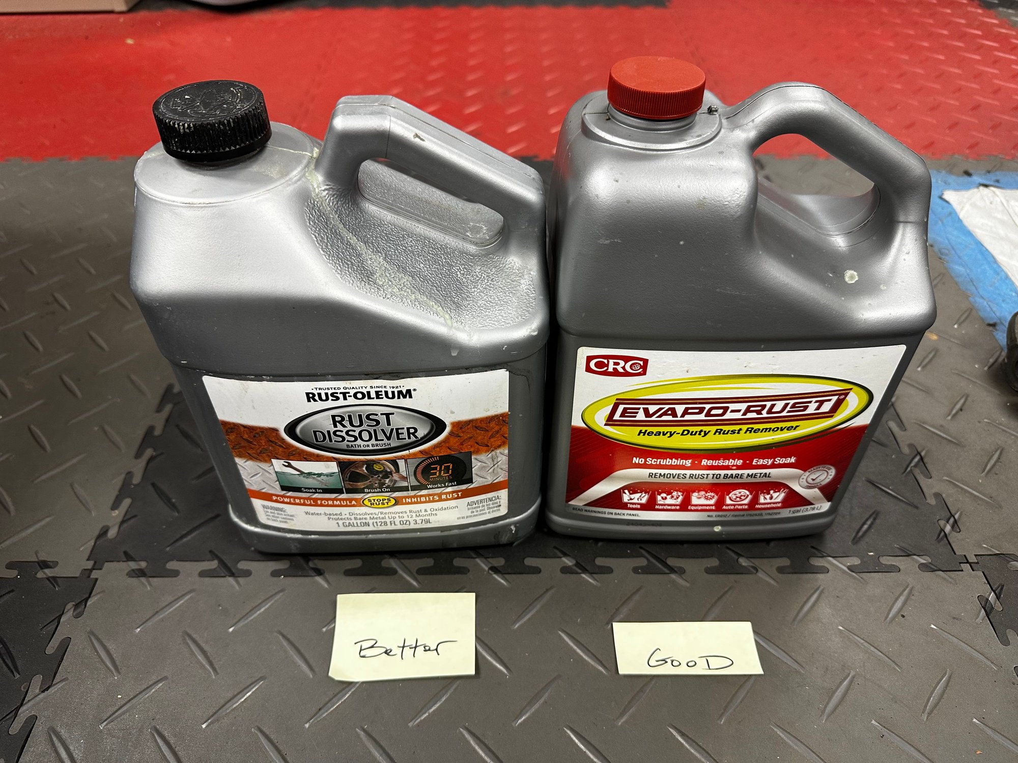 I have both of these locally from hardware stores in gallon jugs, price is similar. 