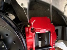 But to completely bleed them, I removed them and hung them vertically. I bench bled the mc on the car and then gravity bled the entire system which is completely new from the mc to the brake lines to the calipers.