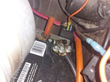 Remote solenoid on positive post of the battery.
