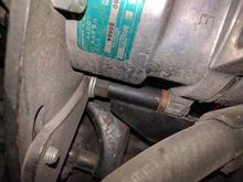 Modified a/c support mount to allow moving it forward to the 3rd (forward-most) pulley.