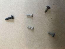 Sorry I don’t have the sizes for the sheet metal screws.