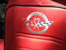 Close-up of the embriodered 25th Anniversary logo.