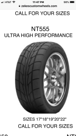 Nitto 555ZR 285-40-17 on the rear which are a directional tire 