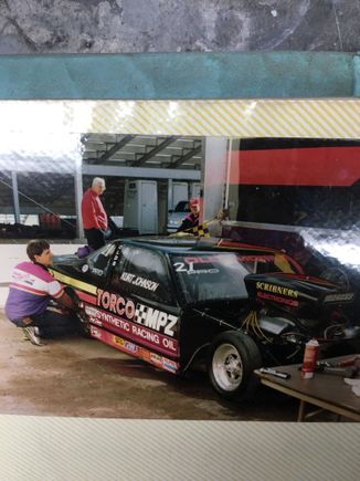 Here is a picture of me with a brand new car I had just finished building. This was at Firebird the second race of the 2000 season. We teamed up with Kurt Johnson for his rookie season. We qualified 3rd with one of Warren Johnson's engines. In the second round against Scott Geffreon we set low ET of the event, and Kurt totaled the car in the shut down area. We also won the round, but we were unfortunately done for the event.