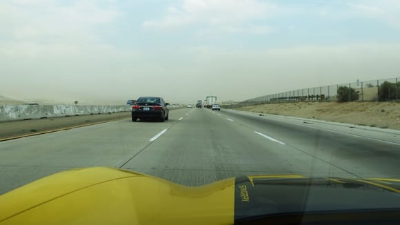 Headed into a sand storm...literally heard the sand hitting the car at times.