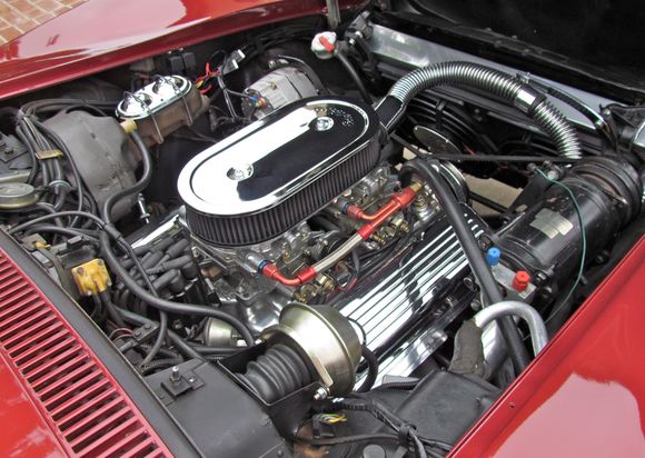 Engine bay has a lot of plumbing.