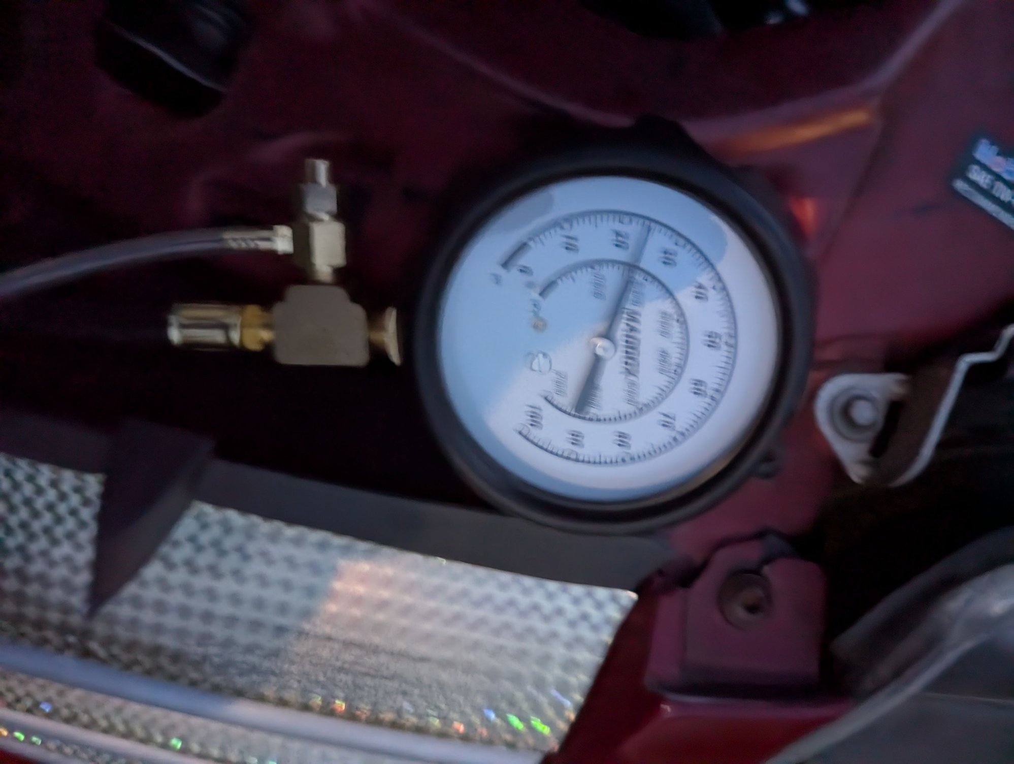 About 45 min wait, pressure drop to 24 PSI