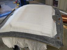 This is the top of the headliner.  I have painted fiber glas resin on the liner to add some strength to the brittle board