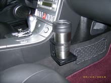 Glove Box can be opened with the mug in the holder.