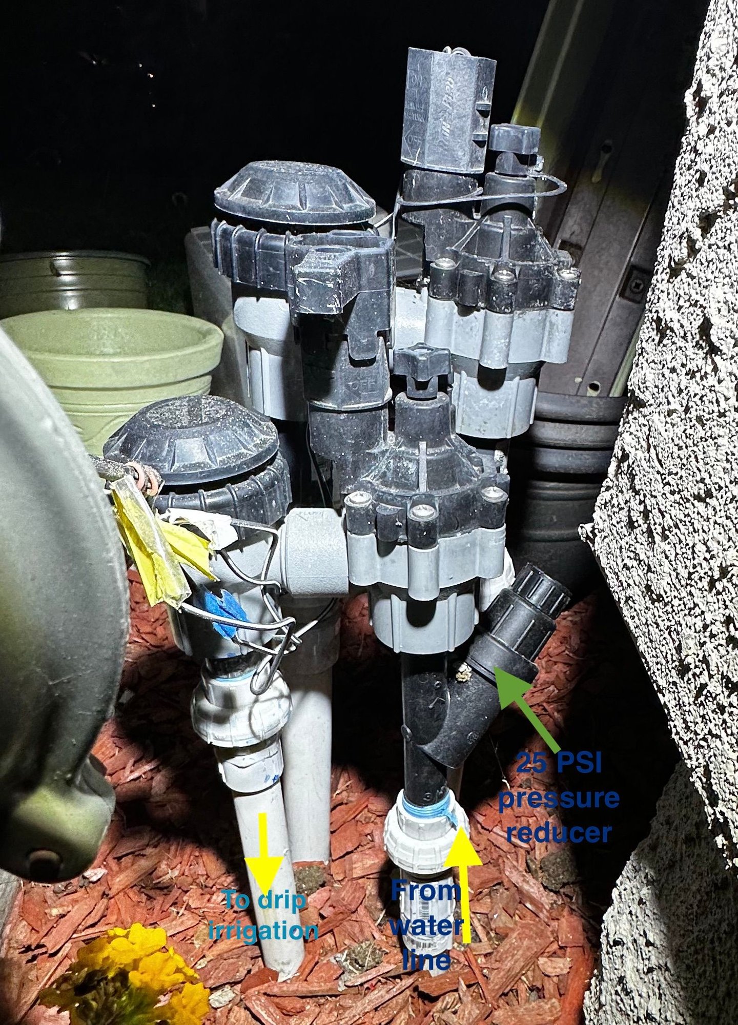 Fertilizer injector on siphon valve turned to drip irrigation ...