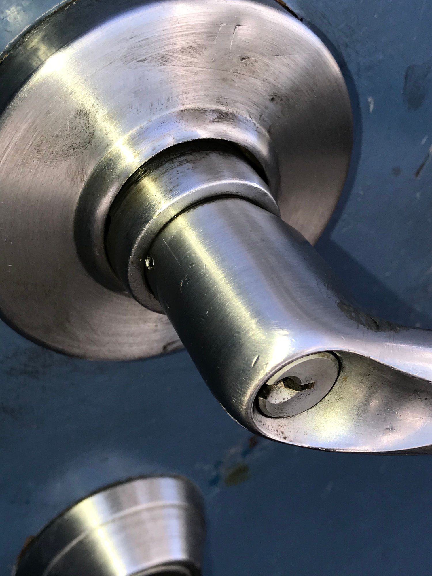 Removing exterior/lock handle on security door