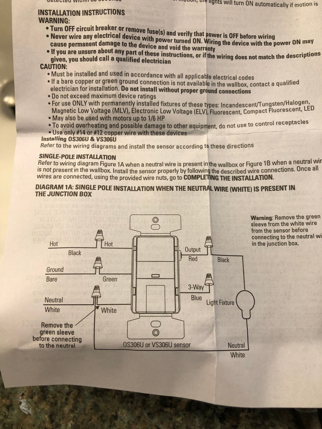 Swapping a motion sensor switch for a dead end light switch