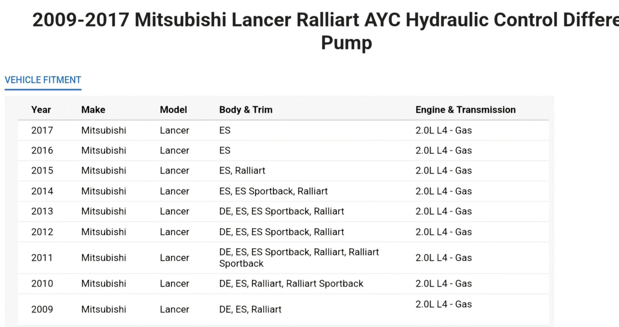Drivetrain - Mitsubishi X New ACD Pump - New - 2008 to 2015 Mitsubishi Lancer Evolution - Silver Spring, MD 20902, United States