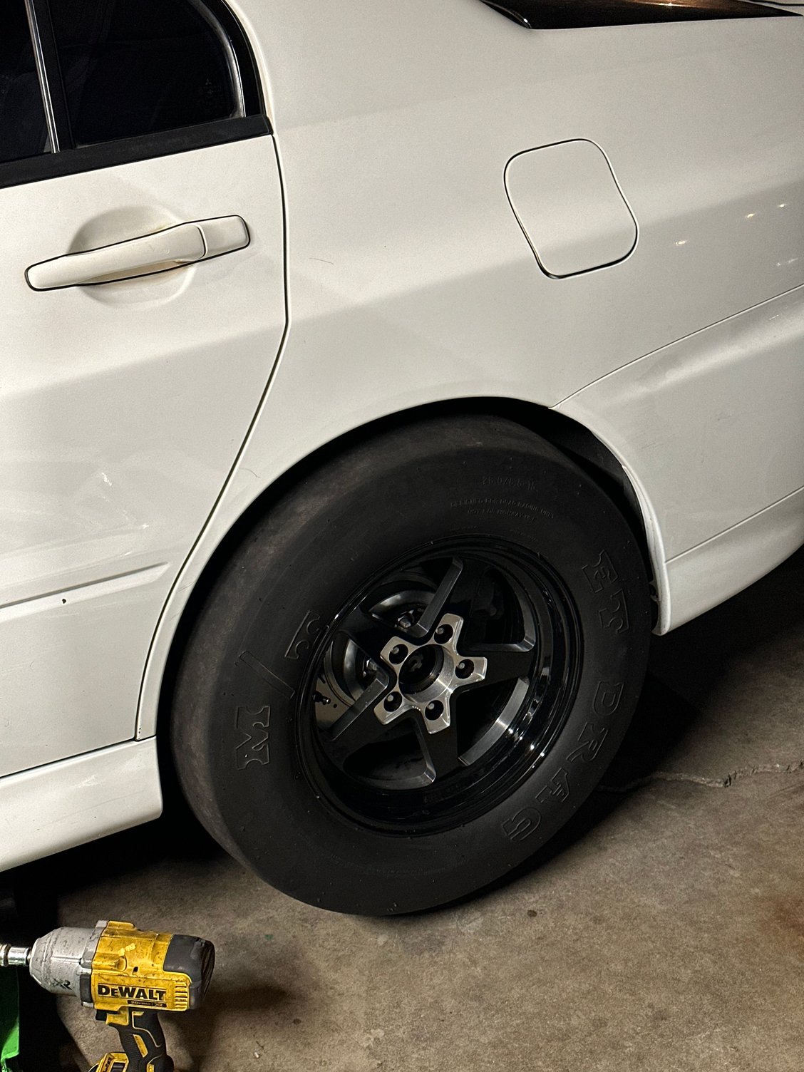 Jegs 15x8 wheels and tires EvolutionM Mitsubishi Lancer and Lancer