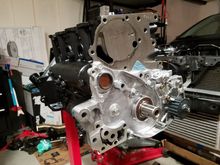 Oil pump front cover cleaned and installed.