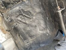 single pass on this, and it's down to metal. I'll probably go thru a few more discs cleaning the rest of this off as best as possible before busting out the chemicals. hopefully some degreaser will tear thru the small bits that remain.