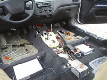 alpine 6 disk cd changer under drivers seat and cva-1004 expansion box under the passenger seat, ebay short shifter