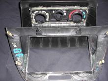 Dual din modification shown from the back showing how its made