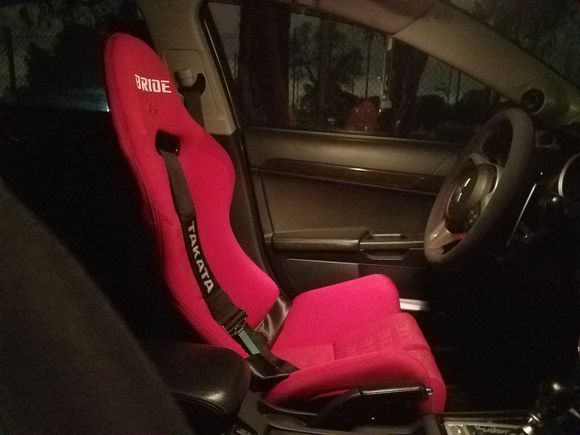 red bride with alcantara steering wheel