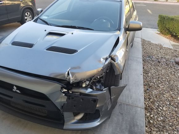 My boy was driving and the tire blew he hit the median. But I am so happy with my white girl! 