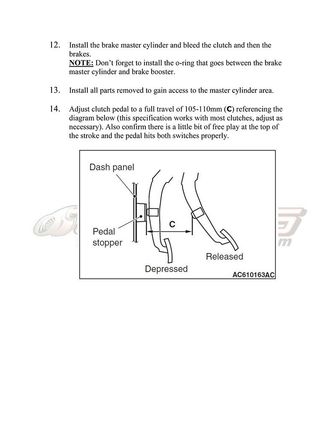 ^ Last page of the AMS clutch master cylinder installation instruction. This page explains the proper clutch pedal travel setting for the Evo X.