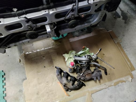 Tiny o2 housing on the stock turbo!