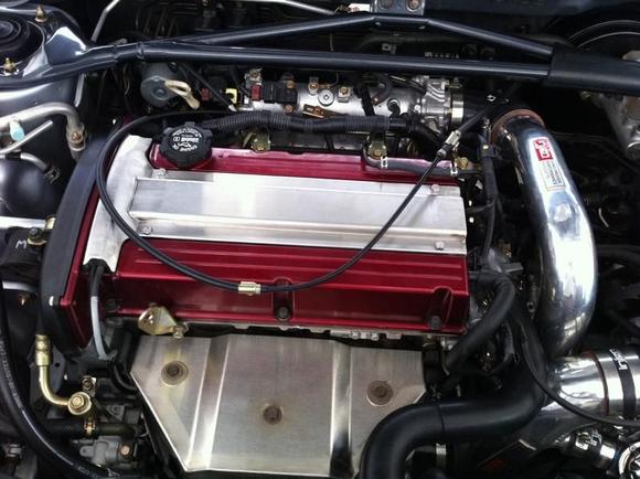 Engine Bay, Homemade Spark Plug cover &amp; Manifold Heat Shield cover. Made it out of SST.