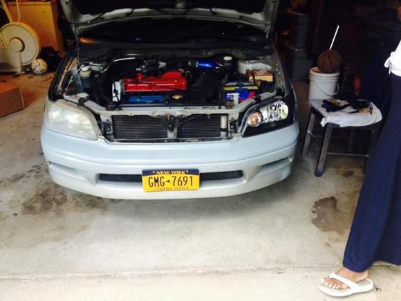 One head light in (comparison)