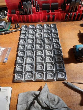45 bases finished op.1 in the CNC machine