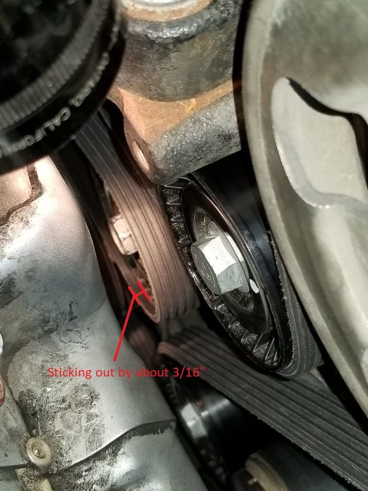 Serpentine Belt Partially Off on the Tensioner Pulley EvolutionM