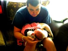 My older brother and his new born baby girl.