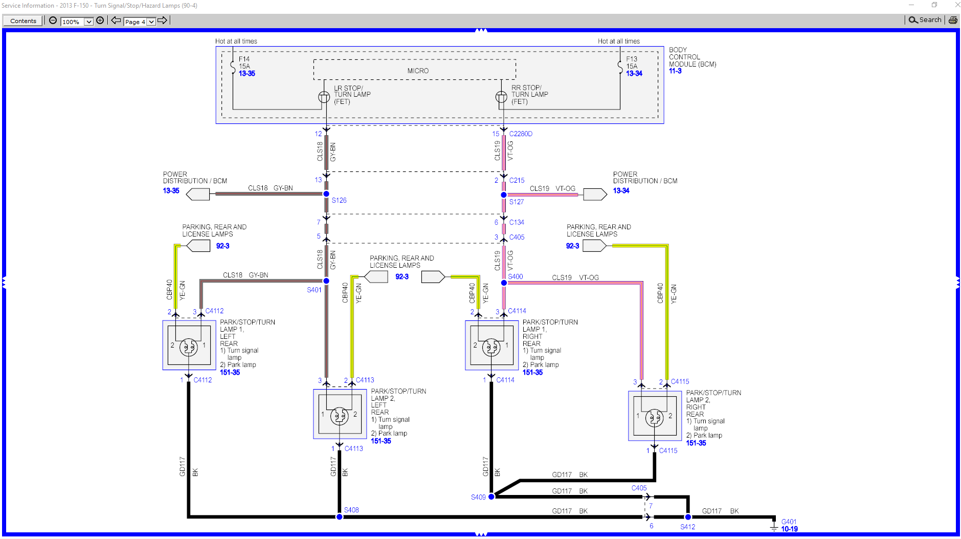 B132C RR brake light/signal short to ground BCM RR brake/signal wire